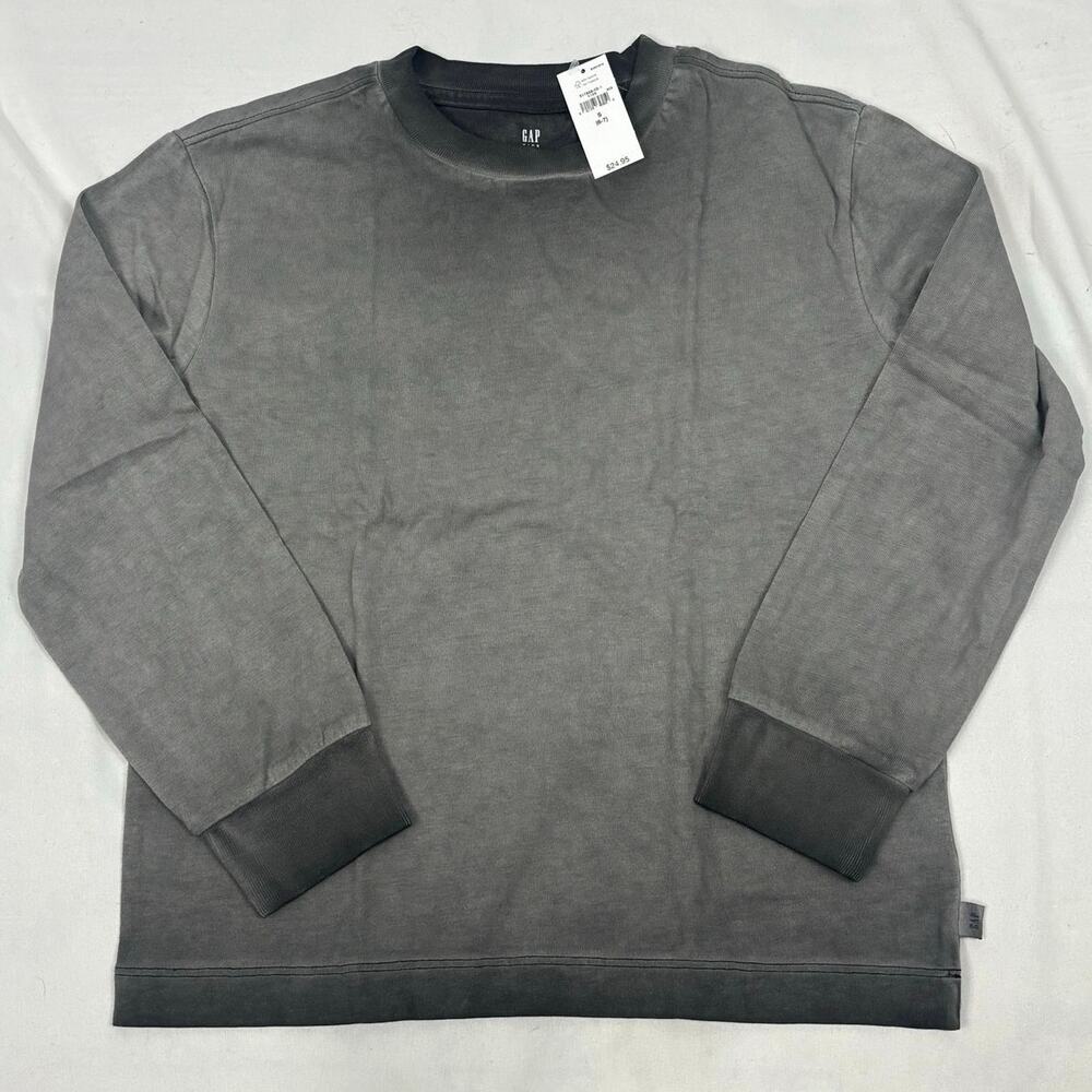 NWT Gap Kids Grey Mineral Wash Crewneck Sweatshirt Long Sleeve Pullover 6/7